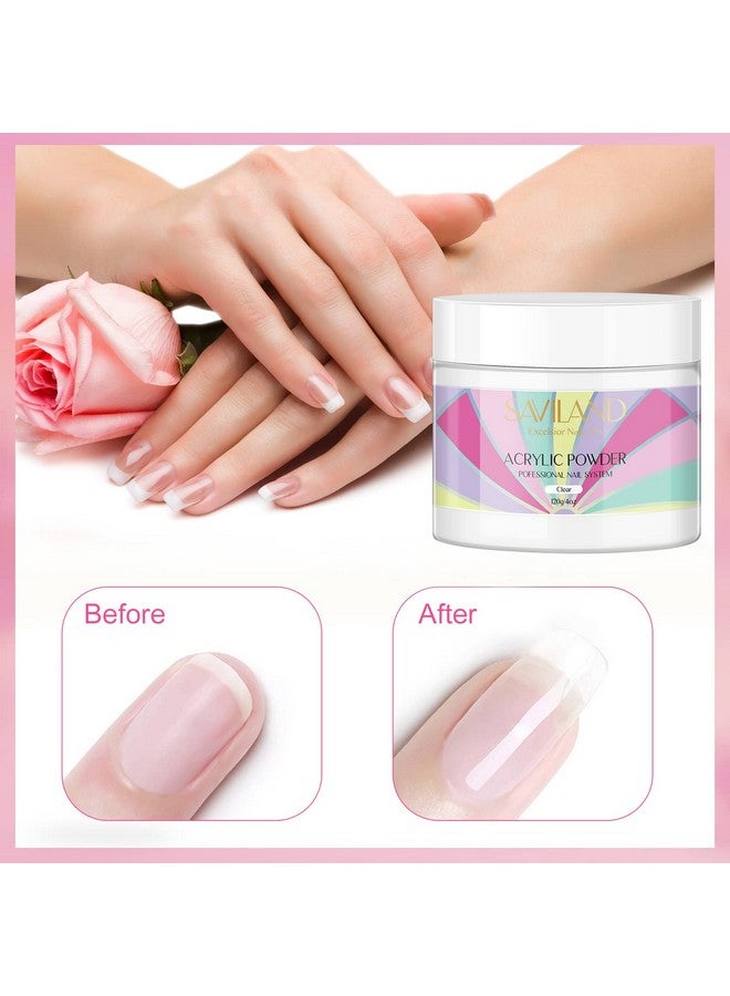 Clear Acrylic Powder Super Hard Nails 4.23Oz120G Professional Acrylic Nail Powder Large Capacity Acrilicos De Uas Polvo For Acrylic Nail Art 3D French Nail Manicure Extension Nail Carving