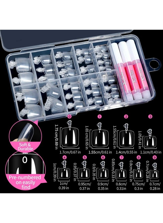 100Pcs Clear Press On Toes Nails Tips With Nail Glue Fake Toe Nails With Cuticle Pusher Nail File Acrylic Toenail Kit For Women