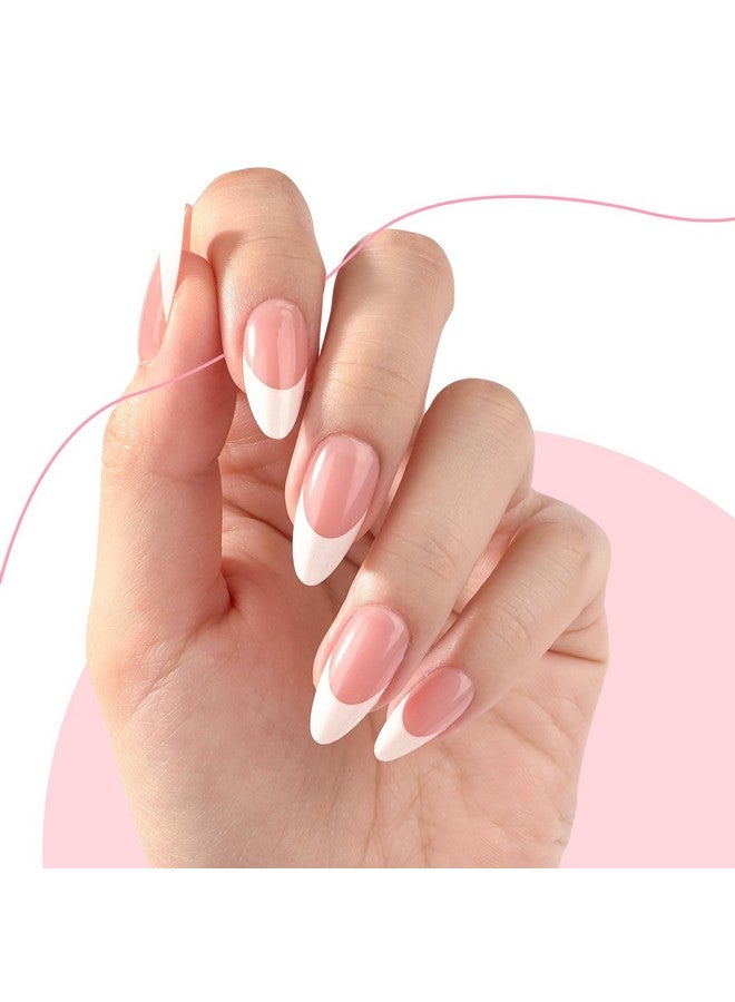 French Tip Press On Nails Gel Nail Tips 300Pcs Precolored Quick And Easy Press On Nails Almond Fake Nails With Designs Diy Nail Extensions Pink White