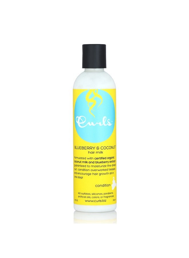 Blueberry Bliss Blueberry & Coconut Hair Milk Leave In Conditioner And Styler Mositurizing & Nourishing For Curly Natural And Coily Hair 8 Fl Oz