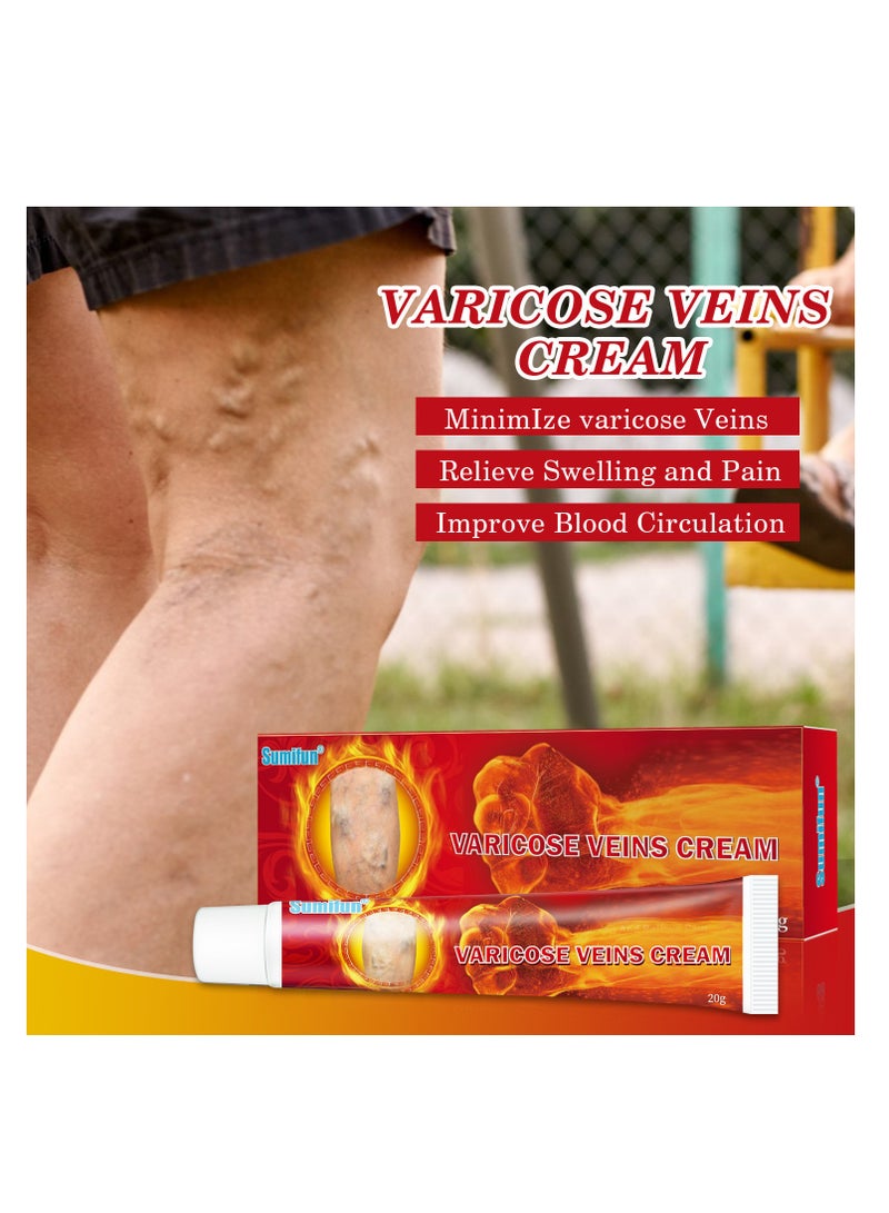 Varicose Vein Cream for Legs Reduces Spider Veins and Heaviness Anti Varicose Vein Soothing Leg Cream to Improve Blood Circulation Enhance Capillary Varicose Vein Repair Cream 20g