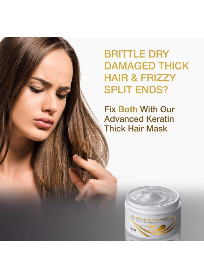 Vitamins Keratin Hair Mask Deep Conditioner Biotin Protein With Castor Oil Conditioning Repair Treatment For Thick Dry Damaged Or Color Treated Curly Wavy And Straight Coarse Hair