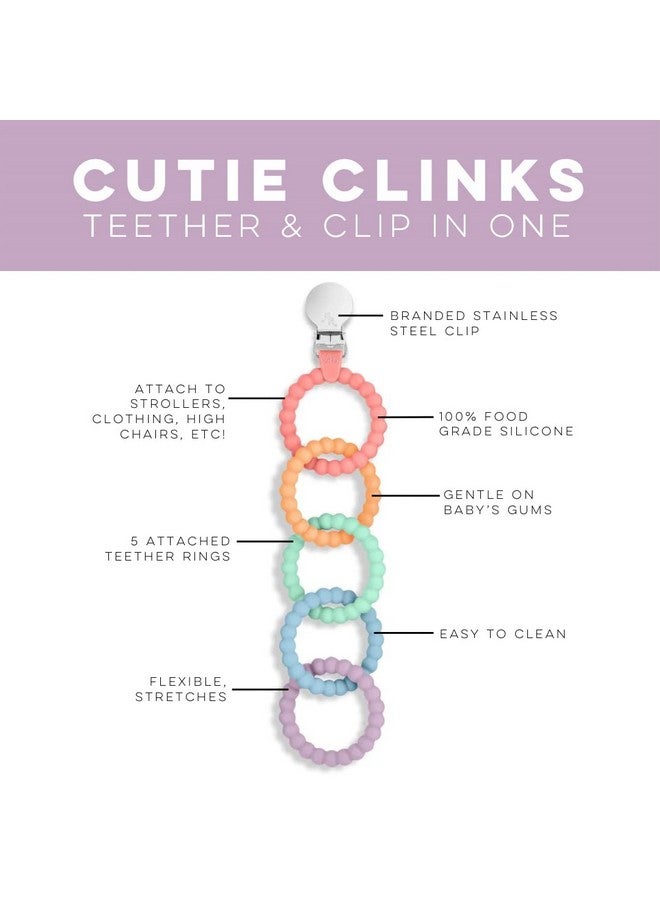 Cutie Clinks Attachable Teether Chew Toy For Babies (Mosaic)