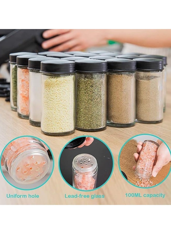 Rotating Spice Rack Organizer with 18 Glass Spice Jars, Revolving Spice Rack Set, 360 Degree Rotating