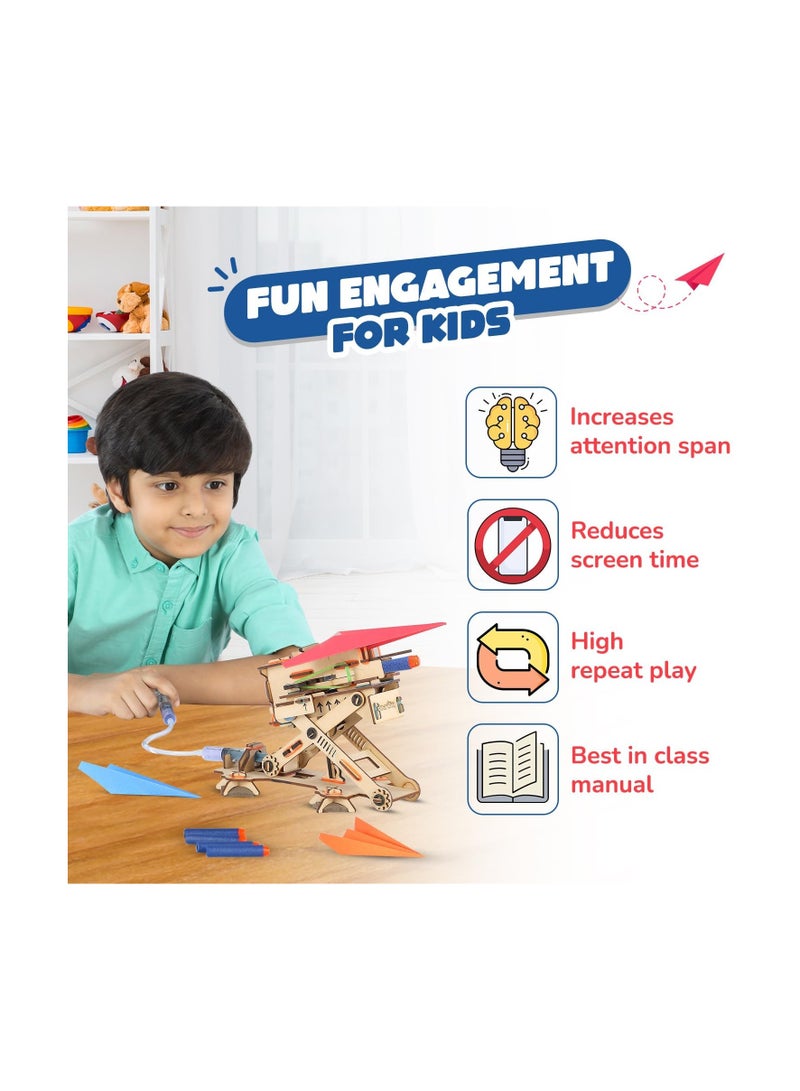 Smartivity Hydraulic Plane Launcher Educational DIY Toy, Blue/Beige, Multicolor