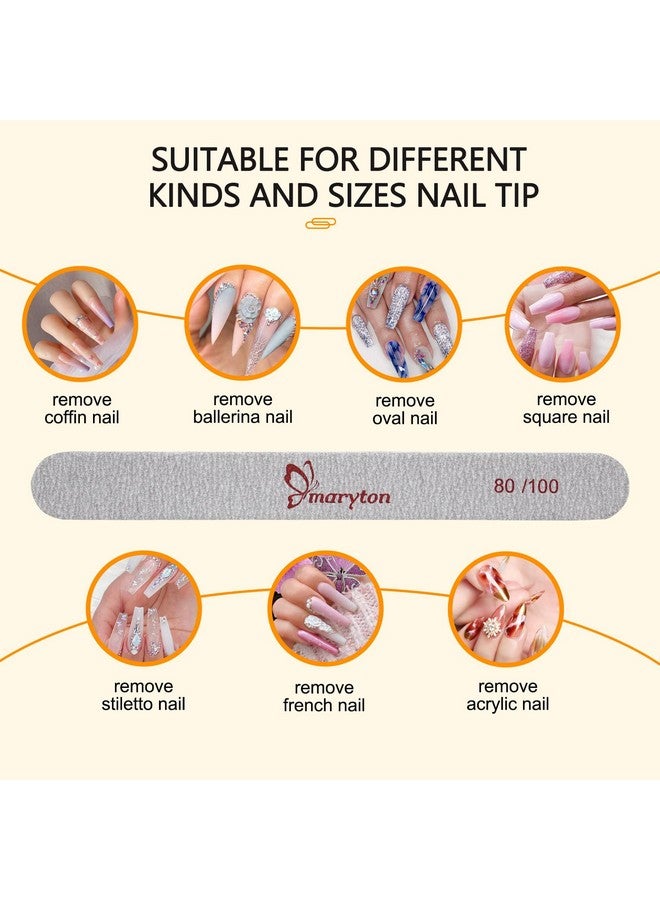 Coarse Nail File 80100 Grit Emery Boards For Poly Gel Acrylic Nails 12 Pcs Professional Double Sided Wood Finger Nail Files Set Manicure Tools