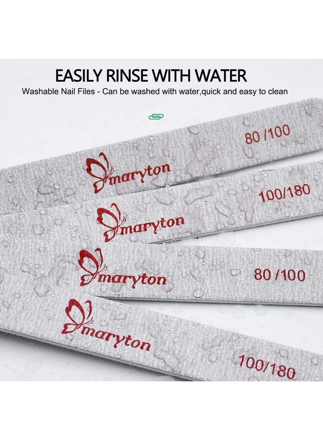 Coarse Nail File 80100 Grit Emery Boards For Poly Gel Acrylic Nails 12 Pcs Professional Double Sided Wood Finger Nail Files Set Manicure Tools