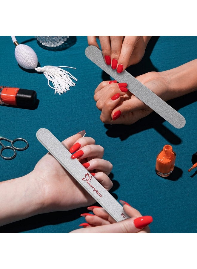 Coarse Nail File 80100 Grit Emery Boards For Poly Gel Acrylic Nails 12 Pcs Professional Double Sided Wood Finger Nail Files Set Manicure Tools