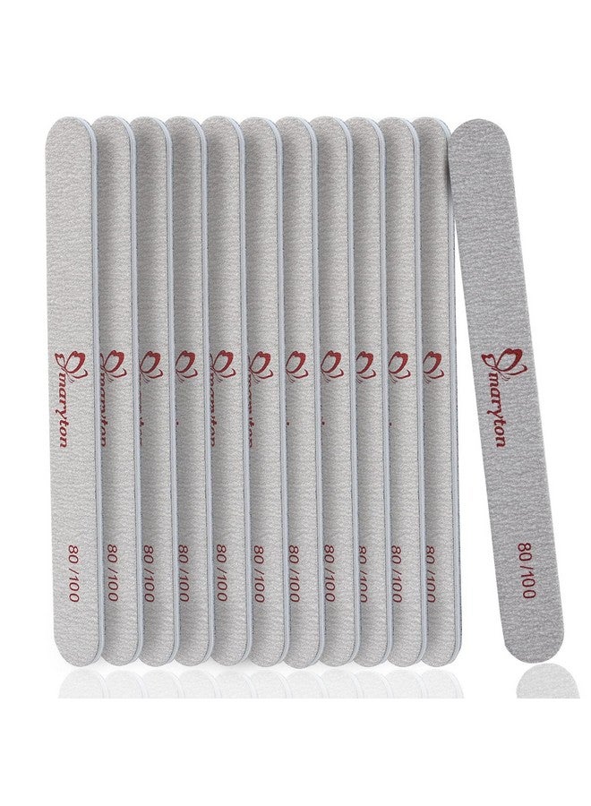 Coarse Nail File 80100 Grit Emery Boards For Poly Gel Acrylic Nails 12 Pcs Professional Double Sided Wood Finger Nail Files Set Manicure Tools