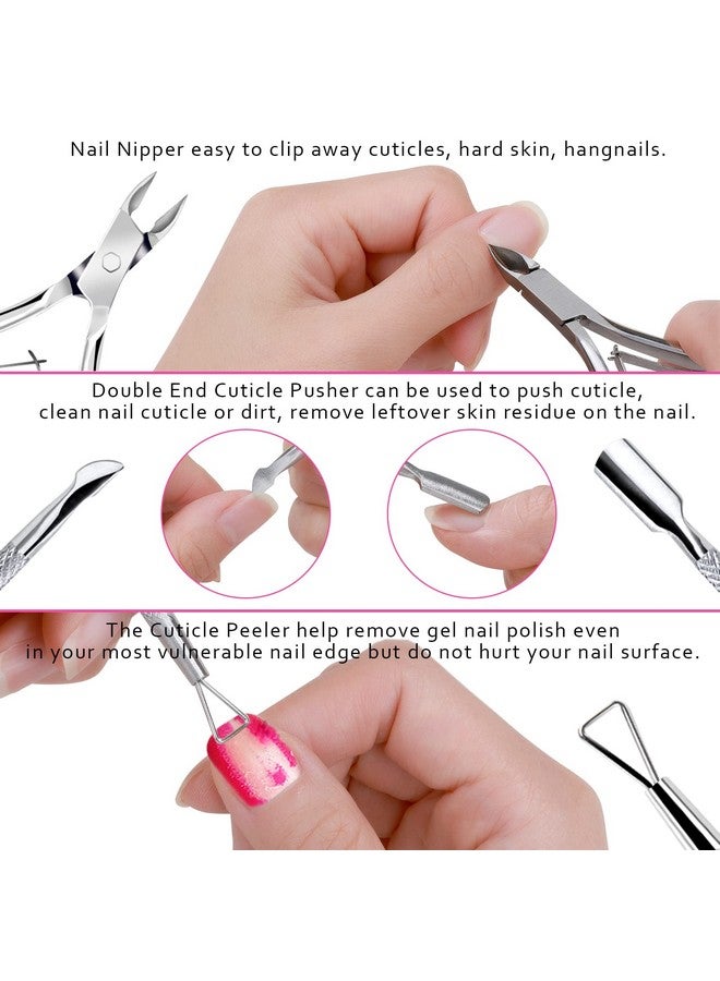 Nail Buffers And Files Manicure Tools Kit With 3Pcs Nail File 2Pcs Nail Buffer Rectangular Nail Buffer Block Cuticle Nippers Cuticle Pusher Cuticle Peeler. Cuticle Oil And Nail Brush.