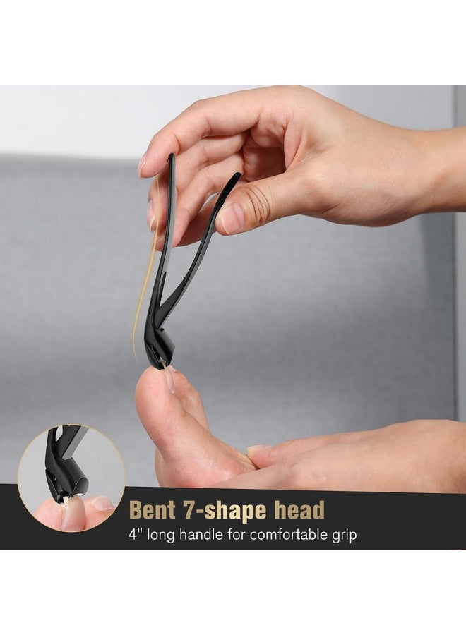 Angled Head Long Handled Toenail Clipper For Seniors Large Wide Jaw Nail Clipper With Catcher For Thick Nails Easier Trimming Ergonomic Design (Black