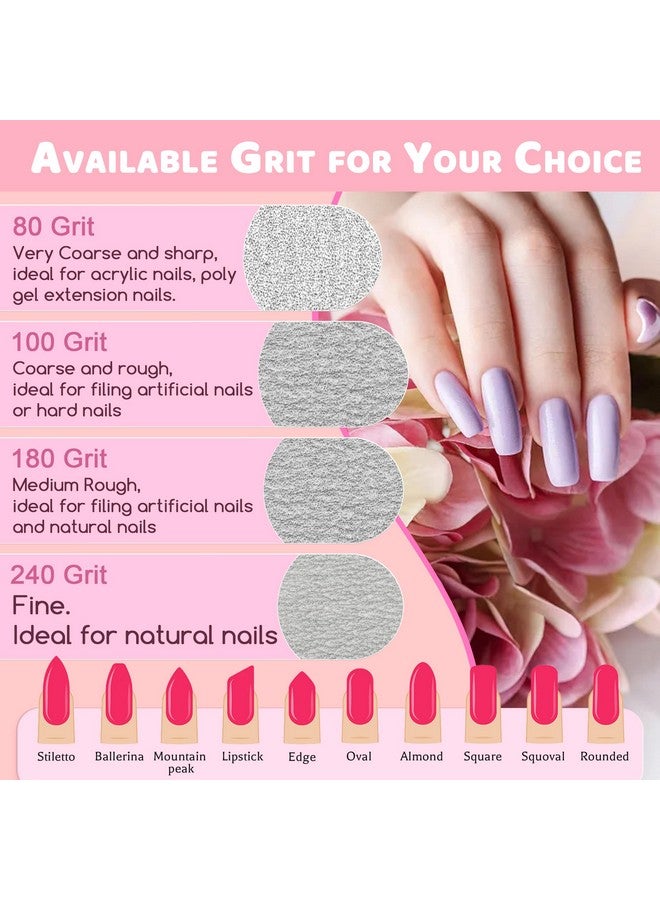 Professional Nail Files Emery Board Nail File For Natural Nails 100180240 Grit Nail Files For Acrylic Nails 12Pcs Fine Grit Nail File Manicure Tools Coarse Fingernail Files (180240 Grit)