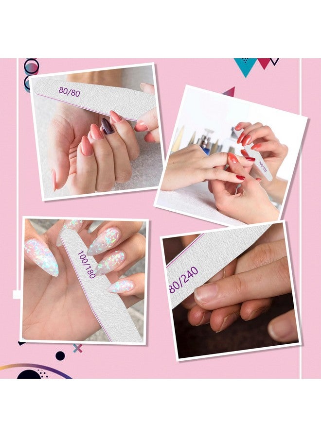 Professional Nail Files Emery Board Nail File For Natural Nails 100180240 Grit Nail Files For Acrylic Nails 12Pcs Fine Grit Nail File Manicure Tools Coarse Fingernail Files (180240 Grit)