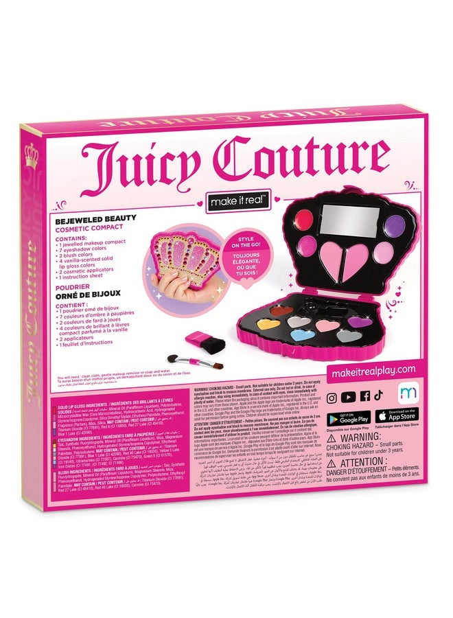 : Juicy Couture Bejeweled Beauty Cosmetic Compact Glam For Eyes Lips & Face Crown Shaped Makeup Case Girls & Kids Ages 6+