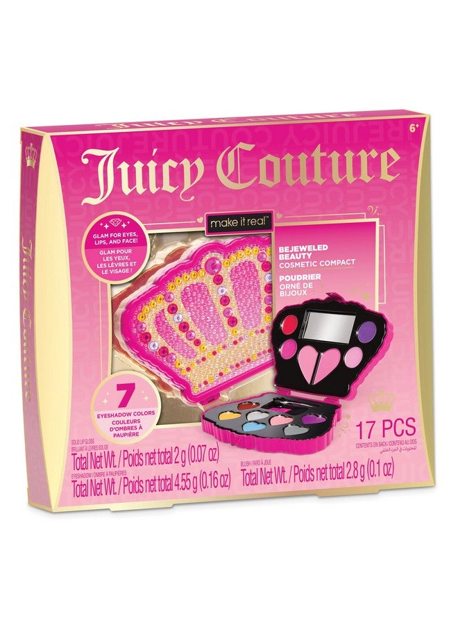 : Juicy Couture Bejeweled Beauty Cosmetic Compact Glam For Eyes Lips & Face Crown Shaped Makeup Case Girls & Kids Ages 6+