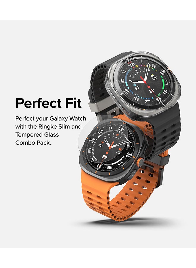 Slim & Glass Compatible with Samsung Galaxy Watch Ultra 47mm Case, Hard PC Frame Protection Cover +Tempered Glass Screen Protector Clear