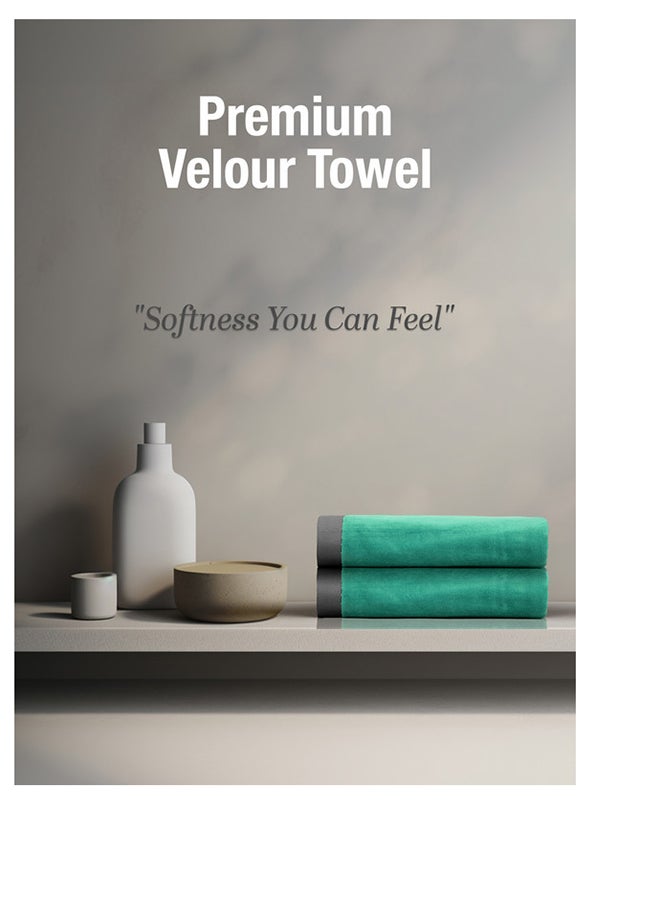 2 Piece Oversized Velour Luxury Beach Towel -Fluffy Velour Cotton 90 x 165 Cm-  450 GSM 100 % Cotton