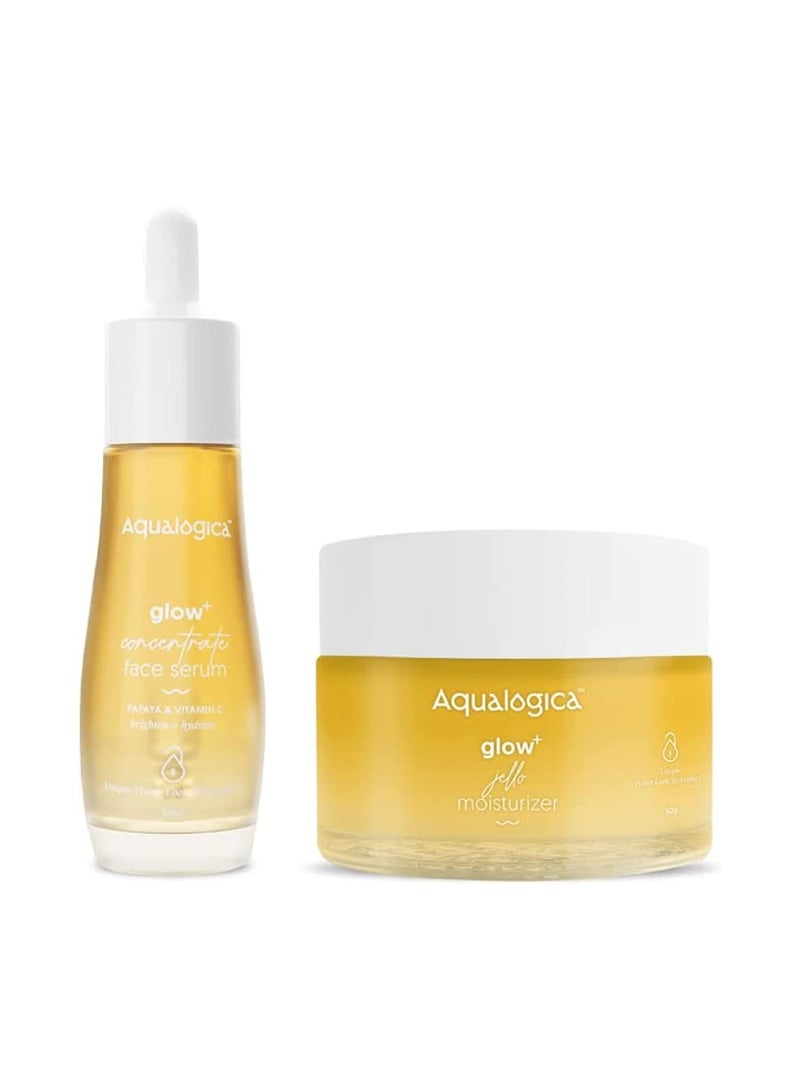 Aqualogica Own The Glow Duo Face Serum (30ml) | Gel Moisturizer (50g)