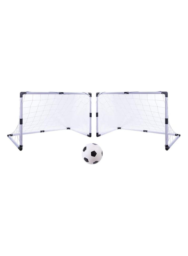 2pc Set Portable Kids Soccer Goals with Net, Ball, and Pump - Ideal for Kids Ages 3-7, 92 x 61 x 48CM