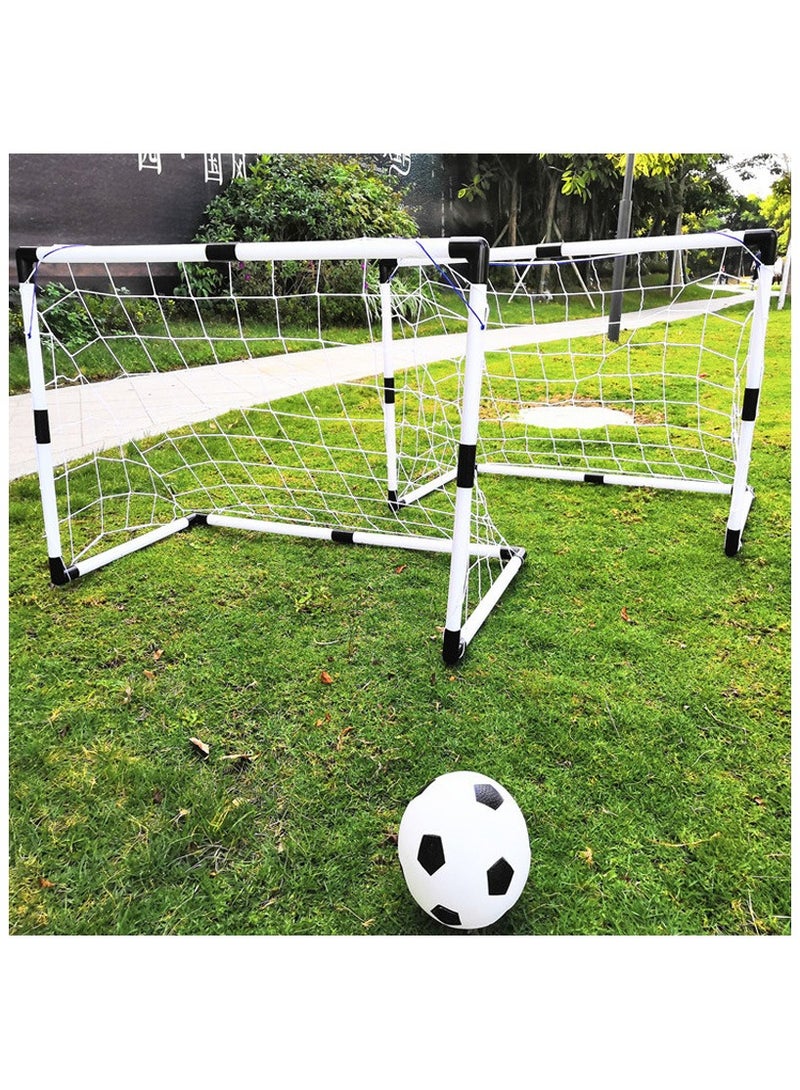 2pc Set Portable Kids Soccer Goals with Net, Ball, and Pump - Ideal for Kids Ages 3-7, 92 x 61 x 48CM