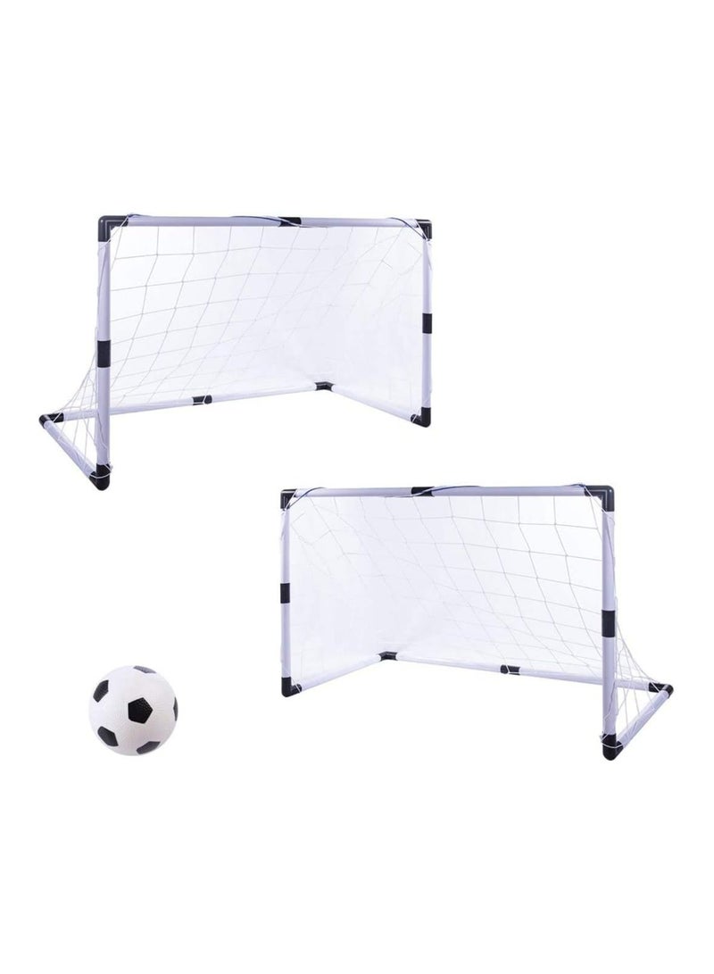 2pc Set Portable Kids Soccer Goals with Net, Ball, and Pump - Ideal for Kids Ages 3-7, 92 x 61 x 48CM