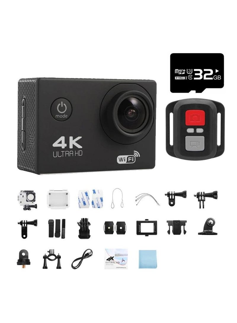 Ultra HD Action Camera 4K 30fps, 30m/98ft Waterproof, 170° Wide Angle Underwater Camera with WiFi, 2