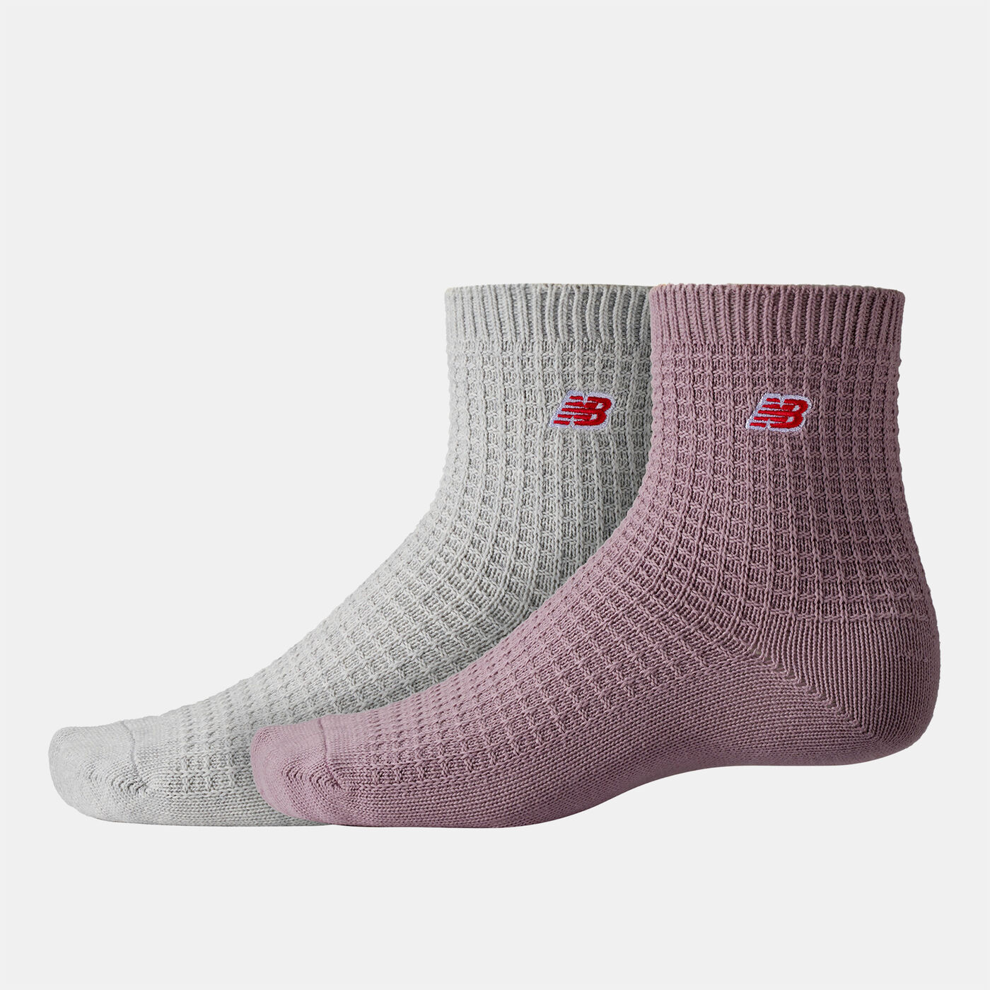 Waffle Knit Ankle Socks (2 Pairs)