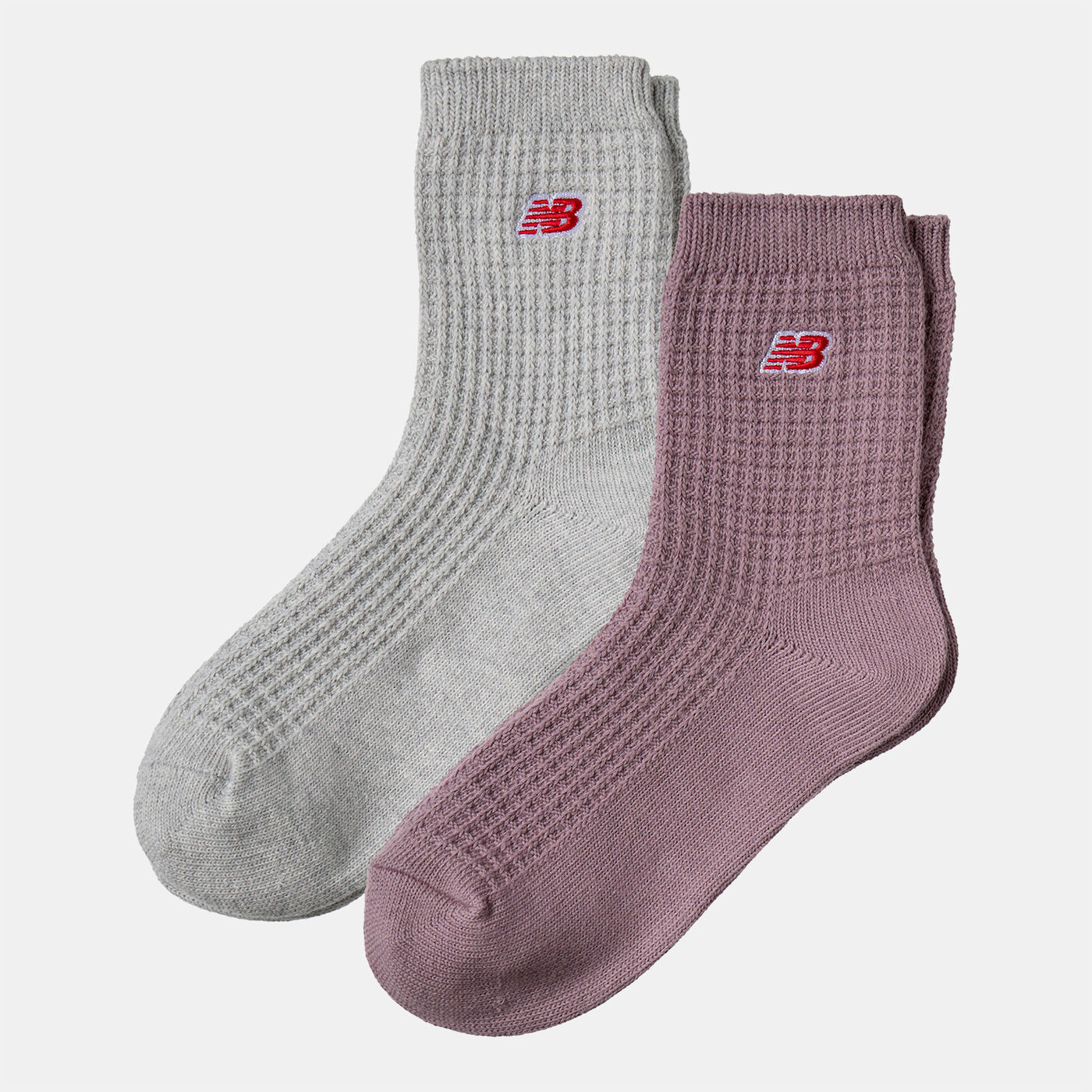 Waffle Knit Ankle Socks (2 Pairs)