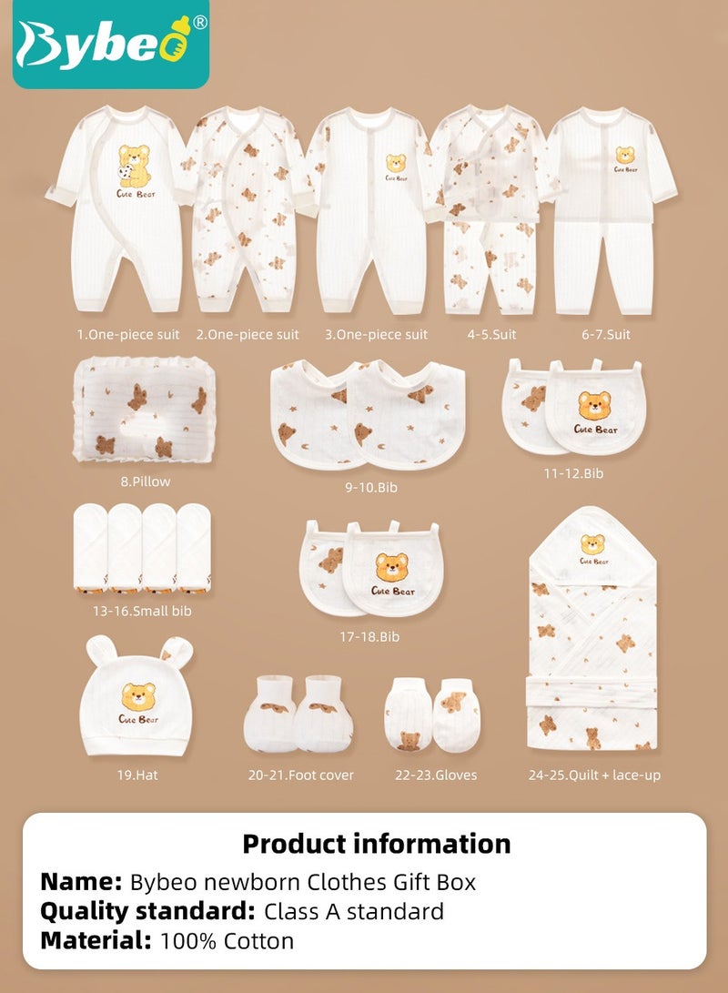 25PCS Newborn Baby Gifts Set, Newborn Layette Gift Set, Baby Clothes Accessories Set for Boys and Girls, Premium Cotton, Perfect Gift Box for Spring Summer Autumn Winter Four Seasons
