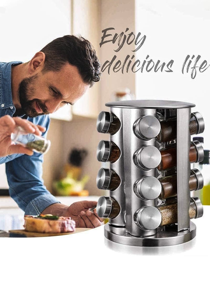 Spice Carousel 16 Jar Revolving Spice Rack Stainless Steel