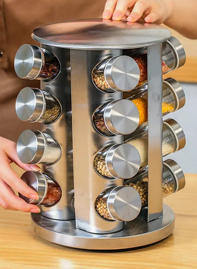 Spice Carousel 16 Jar Revolving Spice Rack Stainless Steel