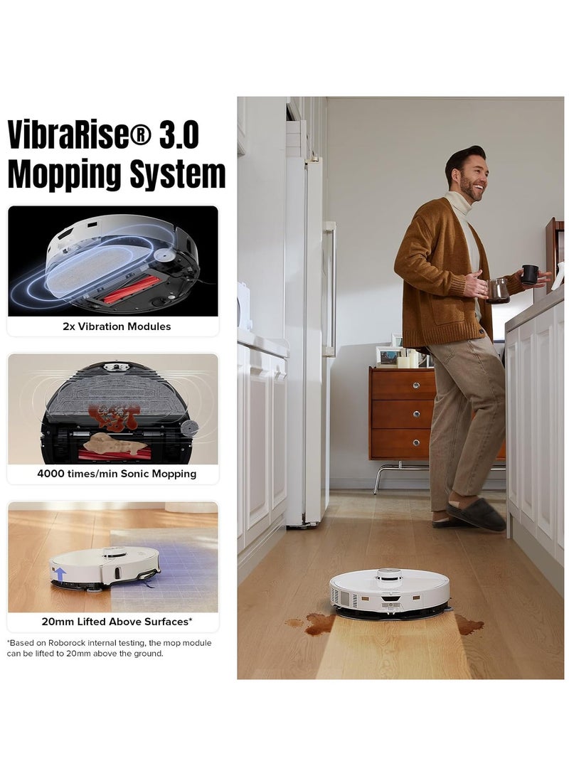 S8 Max Ultra Robot Vacuum and Sonic Mop,8000 Pa Suction,Corner to Edge Deep Cleaning,Hot Air Self-Drying, Auto Empty and Refill,Detergent Dispenser,Obstacle Avoidance 2.7 L 69 W S82USV+EWFD13HRR White