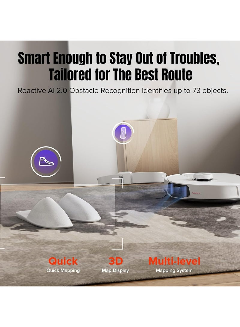 S8 Max Ultra Robot Vacuum and Sonic Mop,8000 Pa Suction,Corner to Edge Deep Cleaning,Hot Air Self-Drying, Auto Empty and Refill,Detergent Dispenser,Obstacle Avoidance 2.7 L 69 W S82USV+EWFD13HRR White