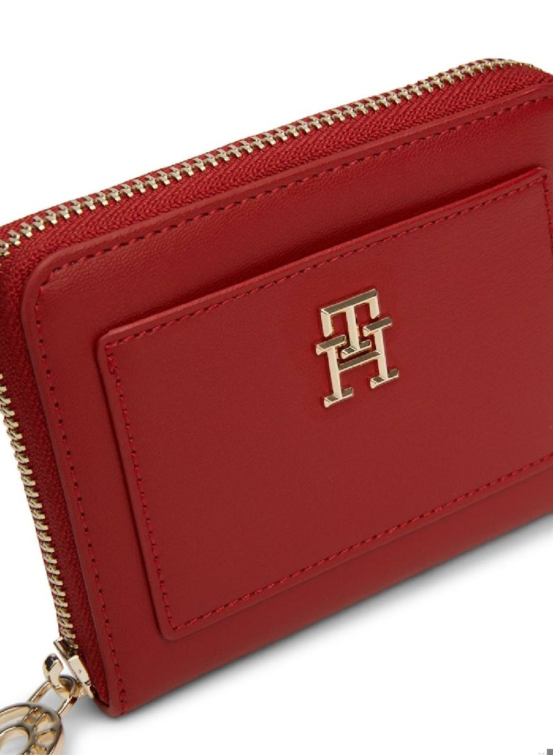 Women's Th Monogram Medium Zip-Around Wallet - Faux Leather, Red