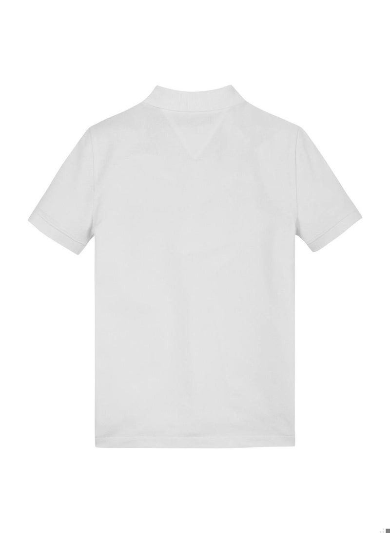 Boys' Icon Regular Short Sleeve Polo - Cotton, White