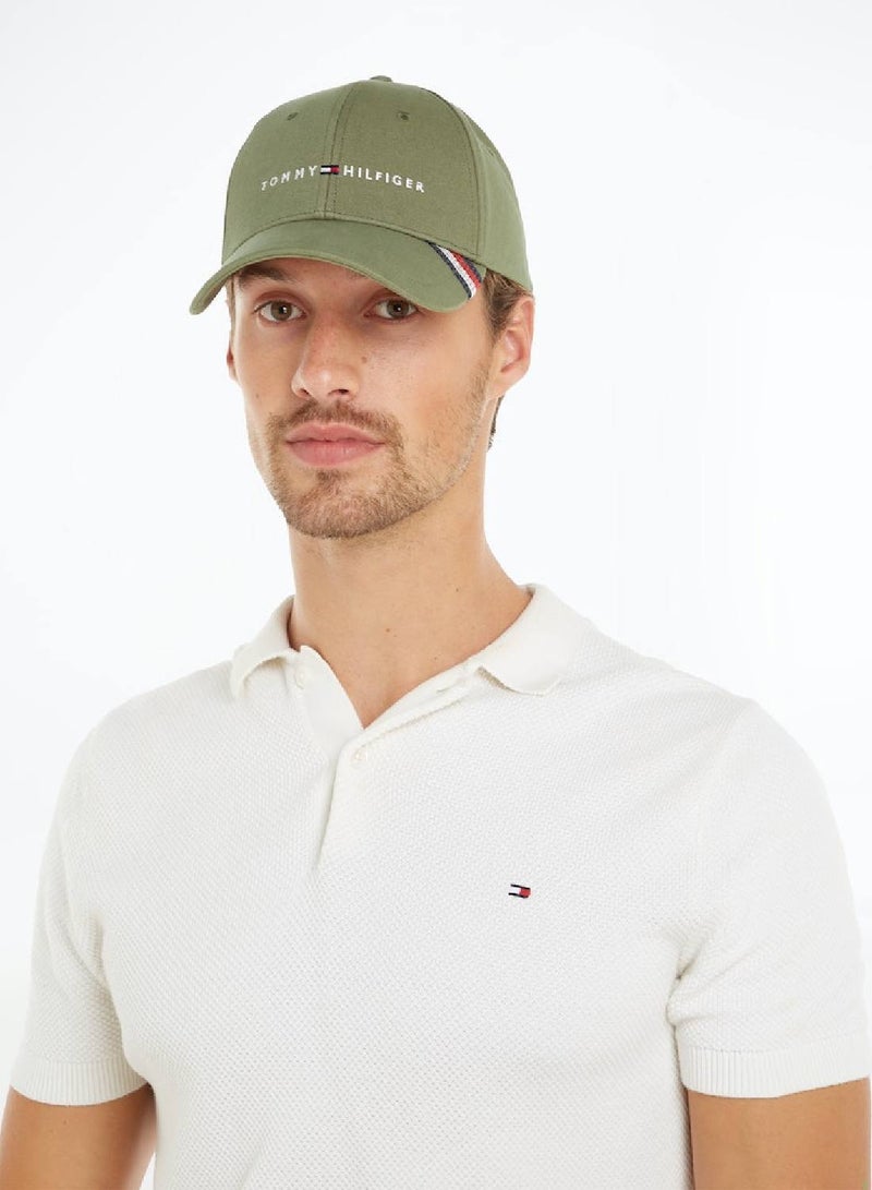 Men's Logo Embroidery Six-Panel Baseball Cap -  Pure organic cotton, Green