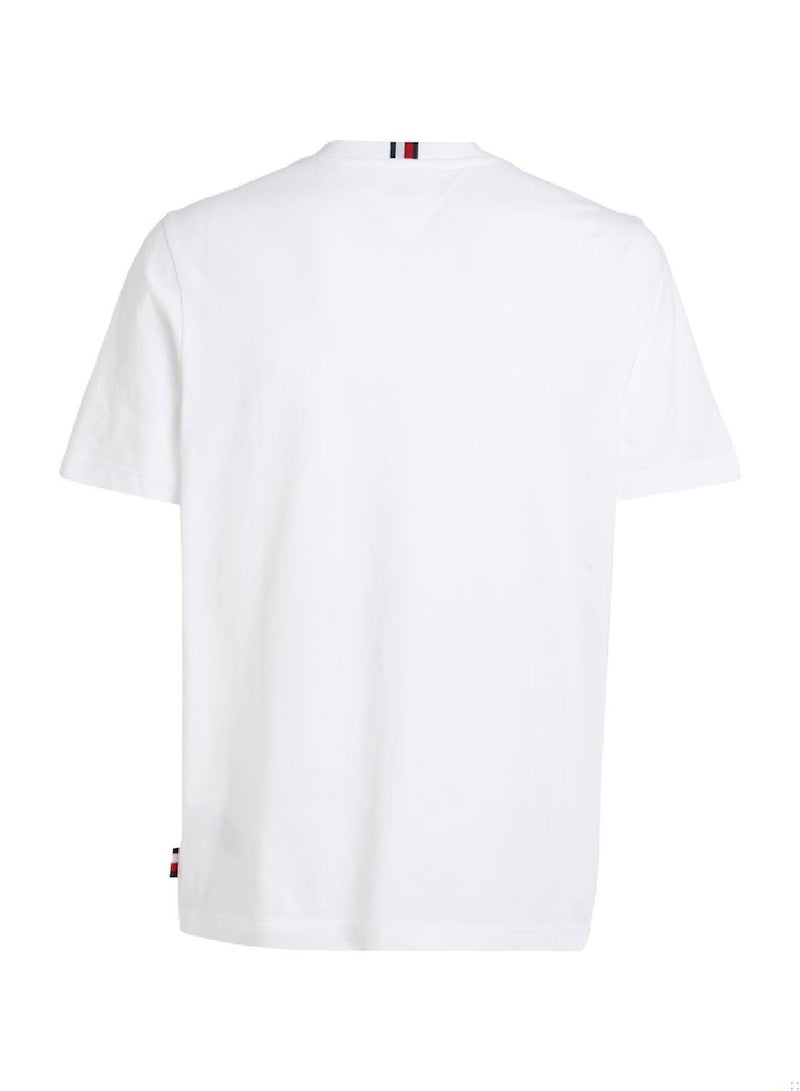 Men's Chest Stripe Short Sleeve T-Shirt - Cotton, White