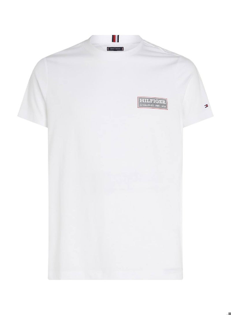 Men's Printed Badge T-Shirt - Cotton, White