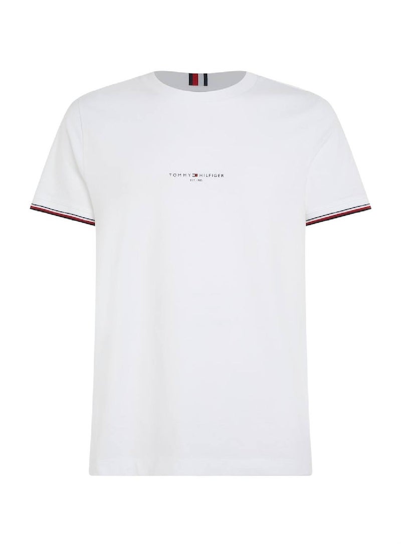 Men's Tipped Logo Slim Fit T-Shirt -  Pure cotton, White