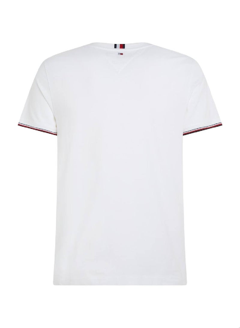 Men's Tipped Logo Slim Fit T-Shirt -  Pure cotton, White