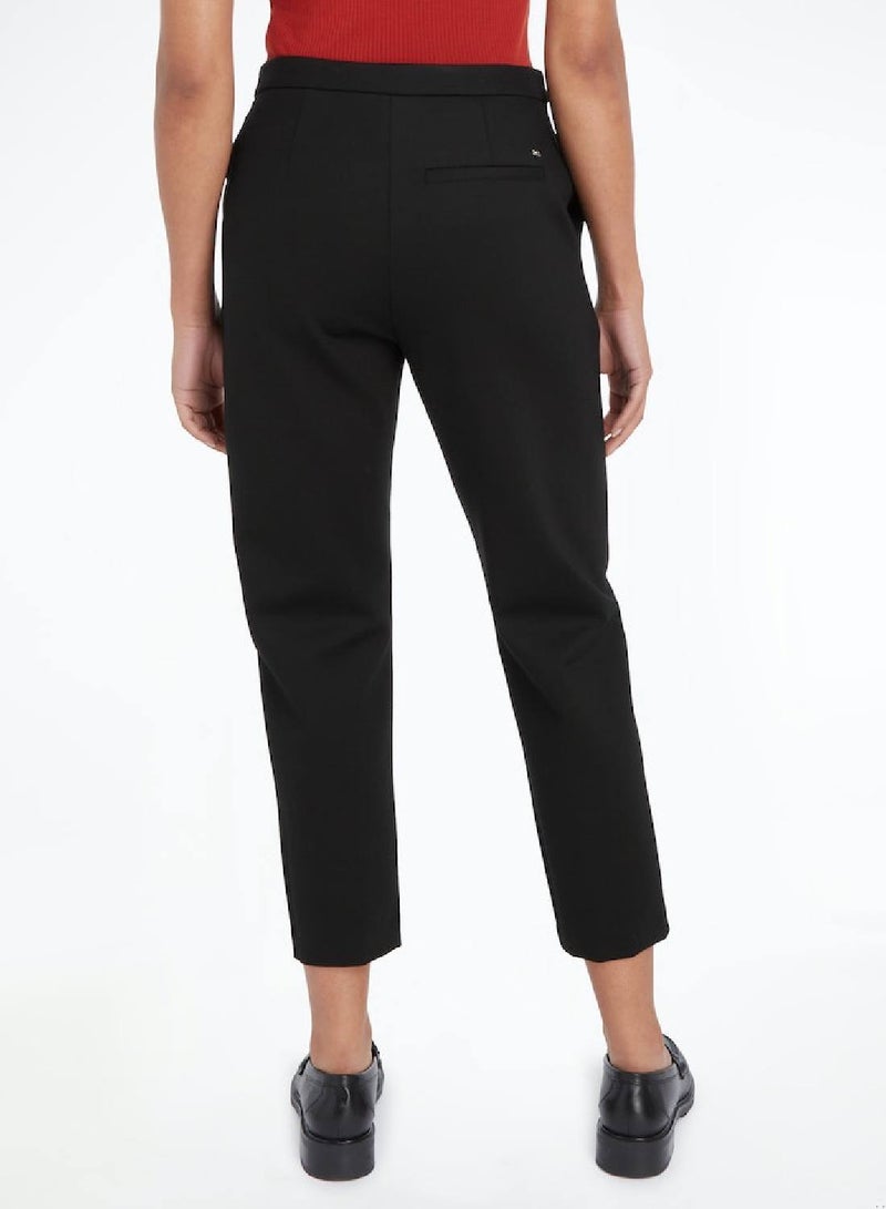 Women's Elevated Slim Straight Casual Pants - Viscose, Black