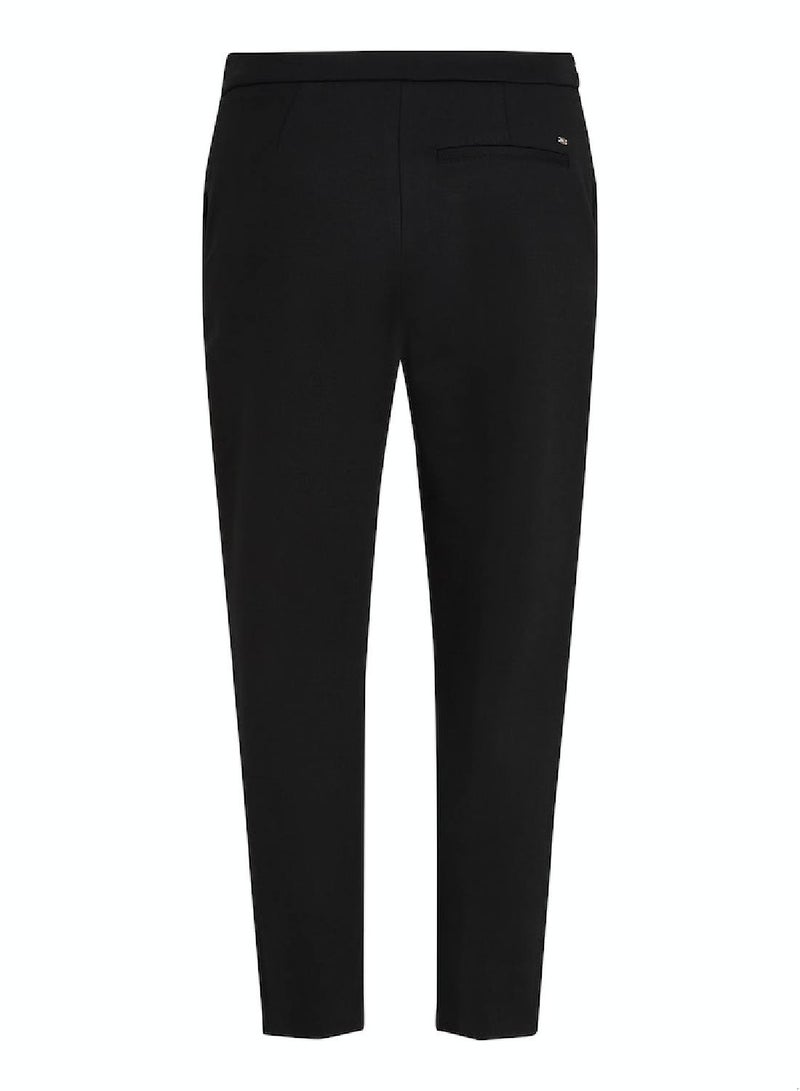 Women's Elevated Slim Straight Casual Pants - Viscose, Black