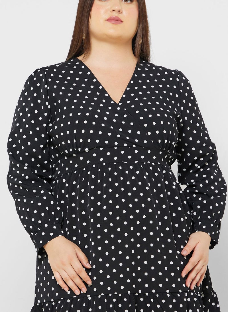 Polka Dot Tiered Midi Dress