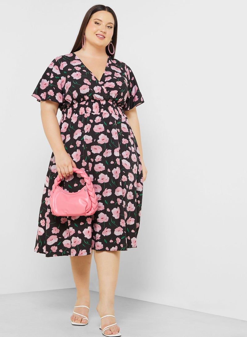 Floral Printed A Line Midi Dress