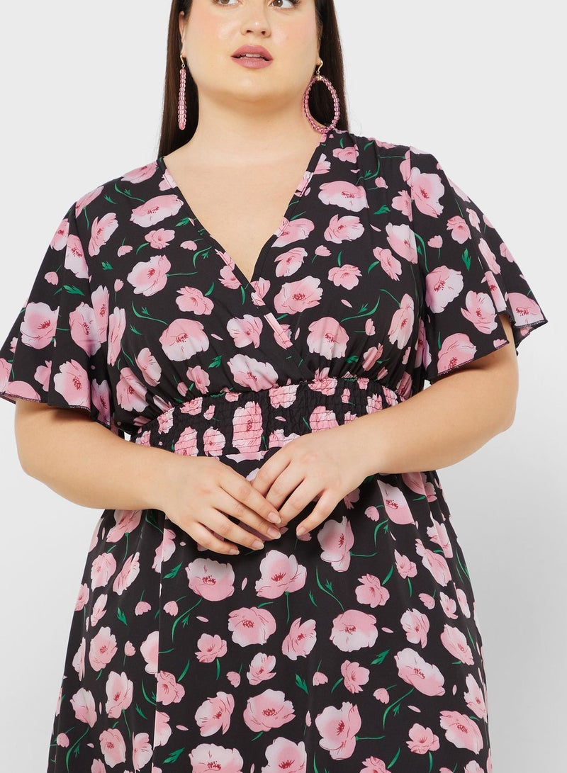 Floral Printed A Line Midi Dress