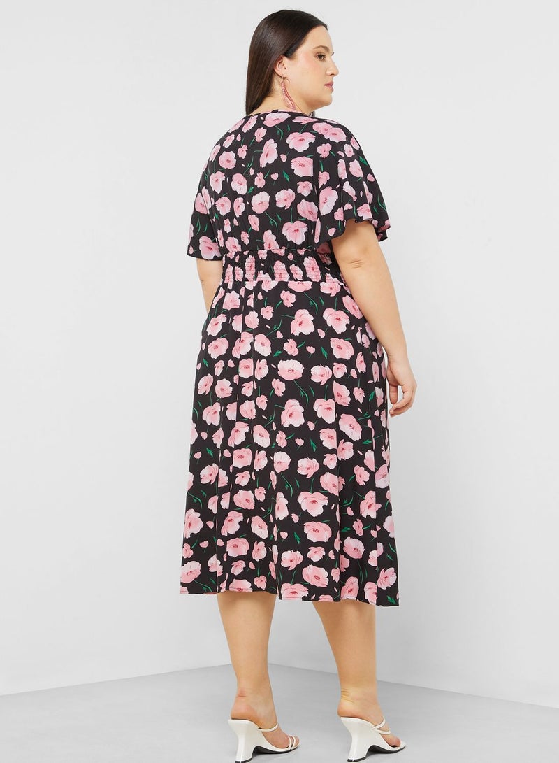 Floral Printed A Line Midi Dress