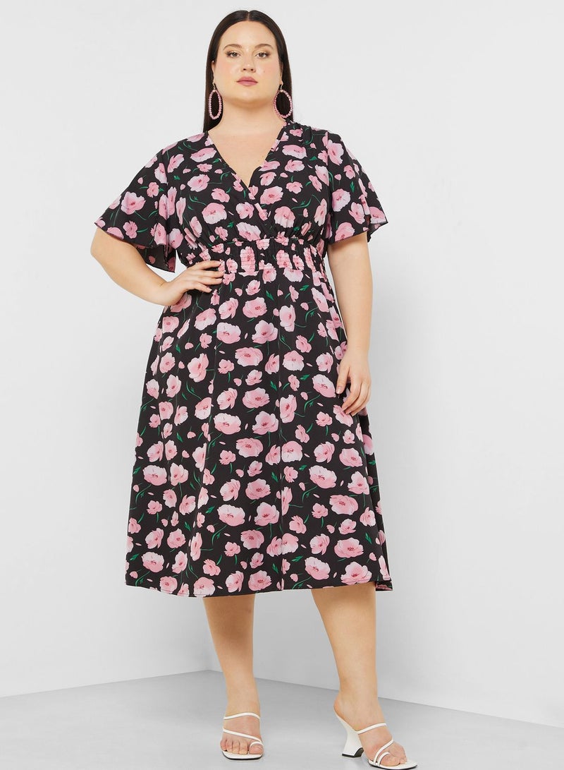 Floral Printed A Line Midi Dress