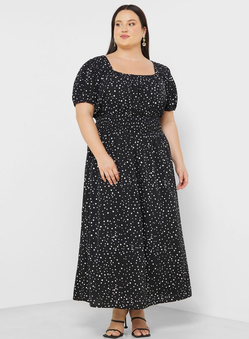 A Line Printed Maxi Dress