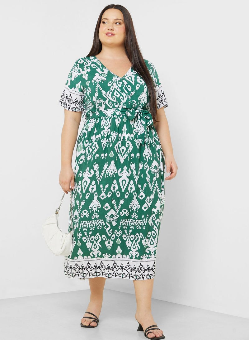 Boho Style Midi Wrap Dress