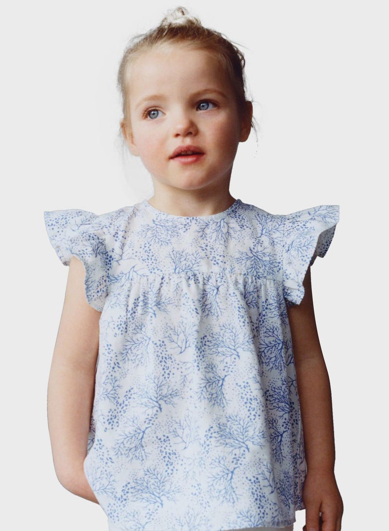 Kids Ruffles Printed Blouse